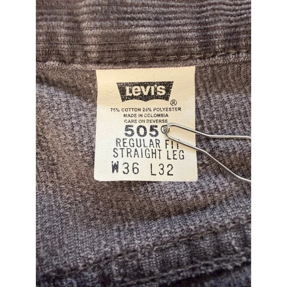 VTG Levi's 505 Men 36X32 Brown Corduroy Pants Regular Fit Cotton Blend